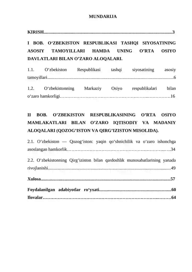 O'zbekistonning markaziy osiyo davlatlari bilan iqtisodiy va madaniy aloqalari 2