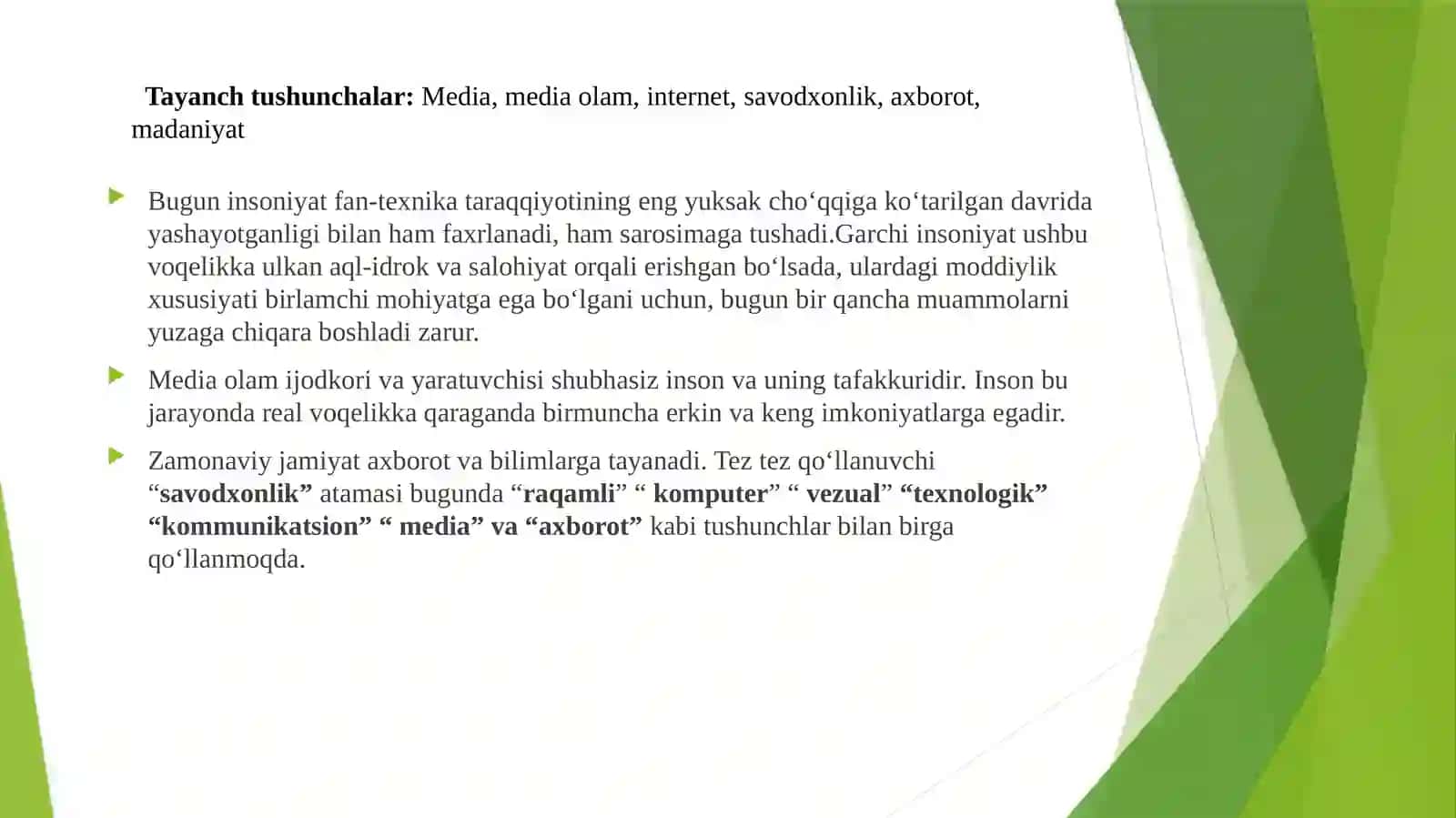 Mediasavodxonlik va axborot madaniyati fanining maqsadi va vazifalari 2