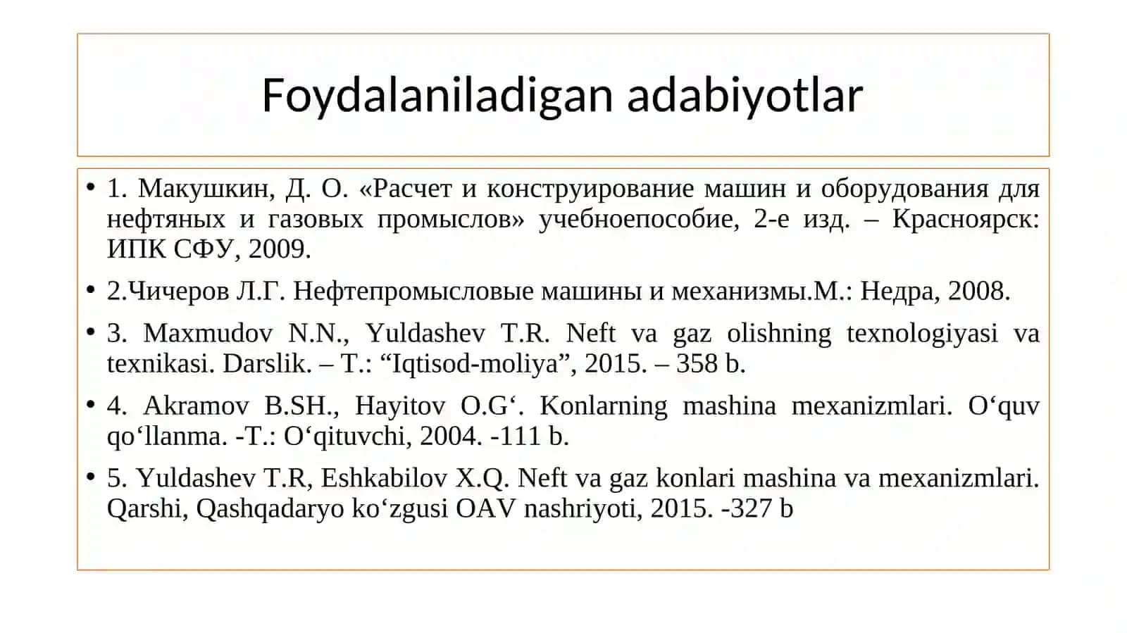 Neft va gaz konlari mashina va jihozlari 2