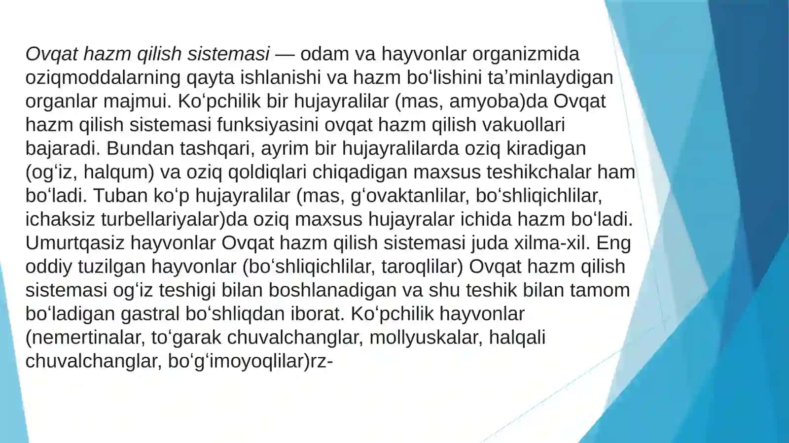 Ovqa tuzilishi va qilish sistemasi 2