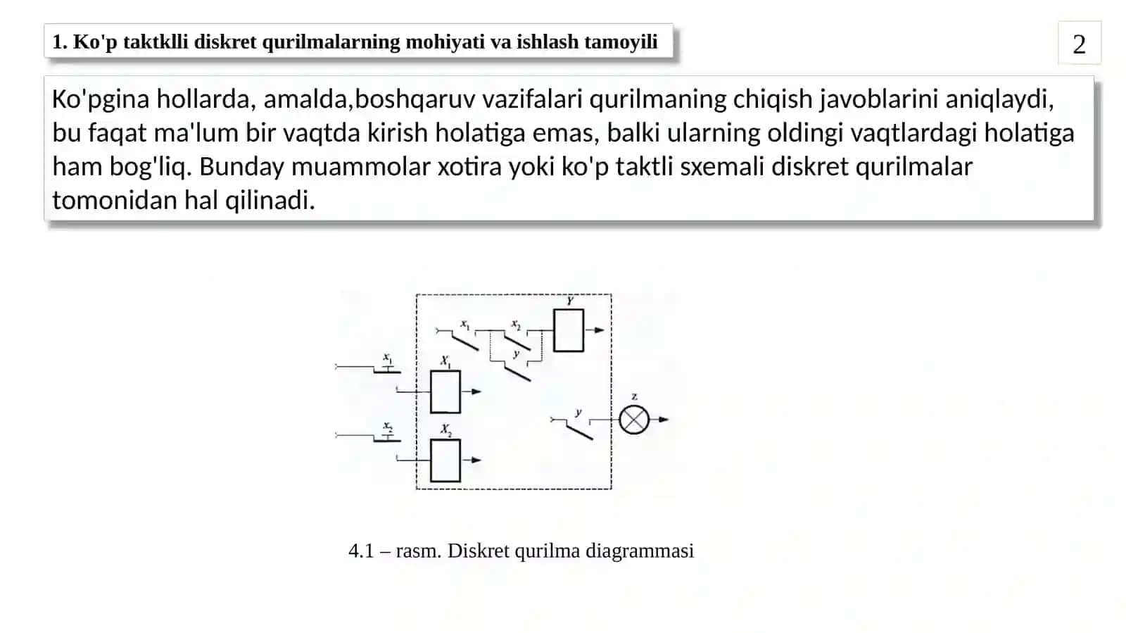 Xotiraga ega diskret qurilmaning umumiy tuzilishi 2
