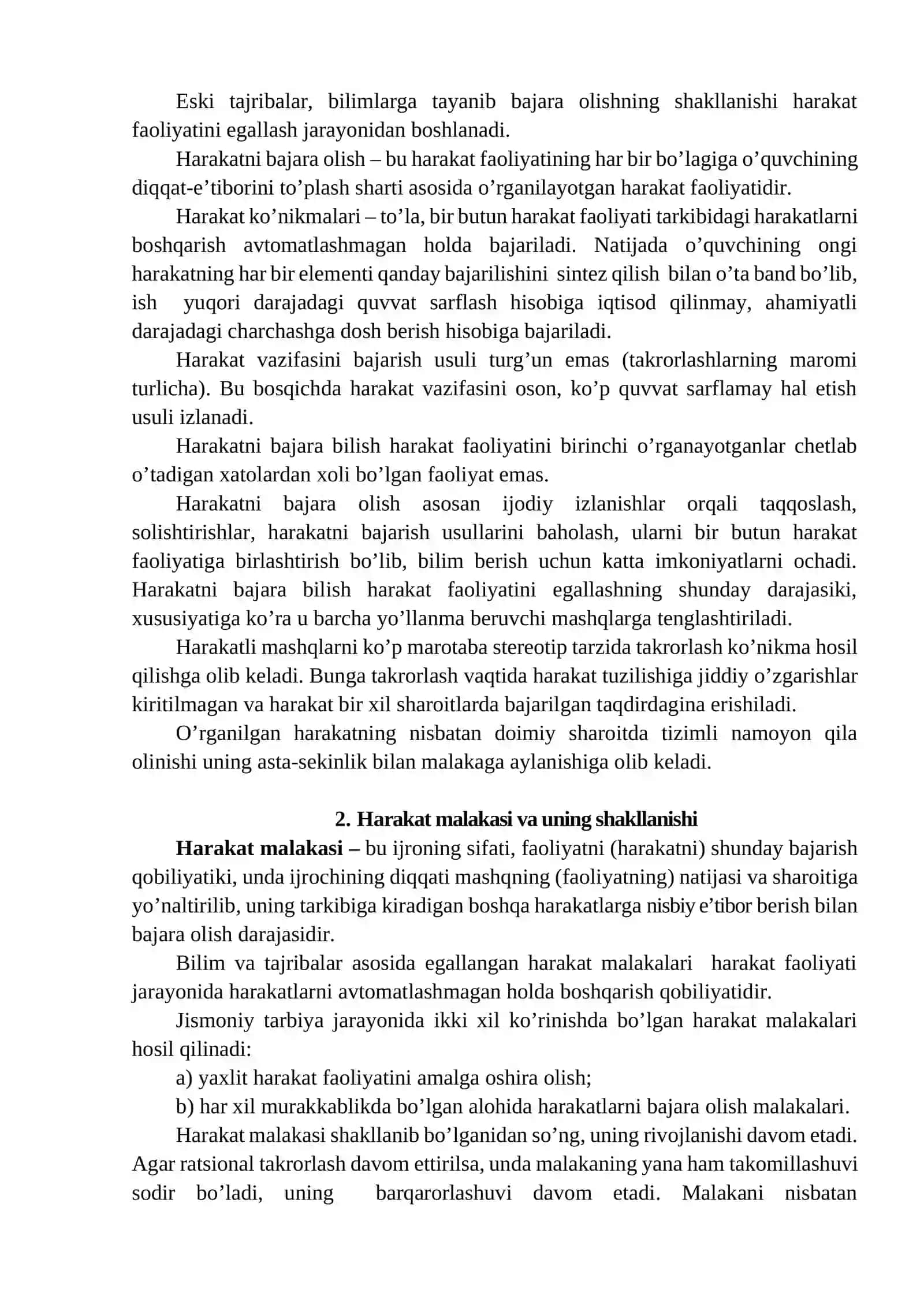 Harakat malakalarining tashkil etish qonuniyatlari 2