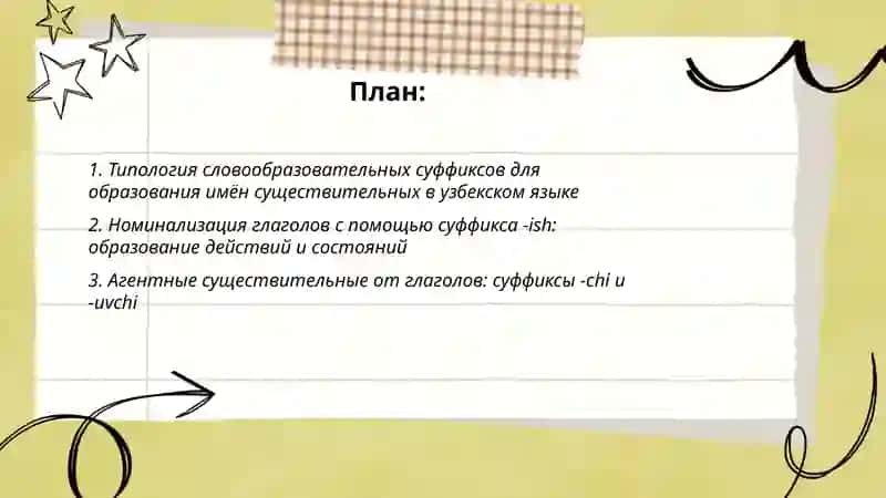 Образование имён существительных от имён и других других частей речи (в узбекской грамматике) 2
