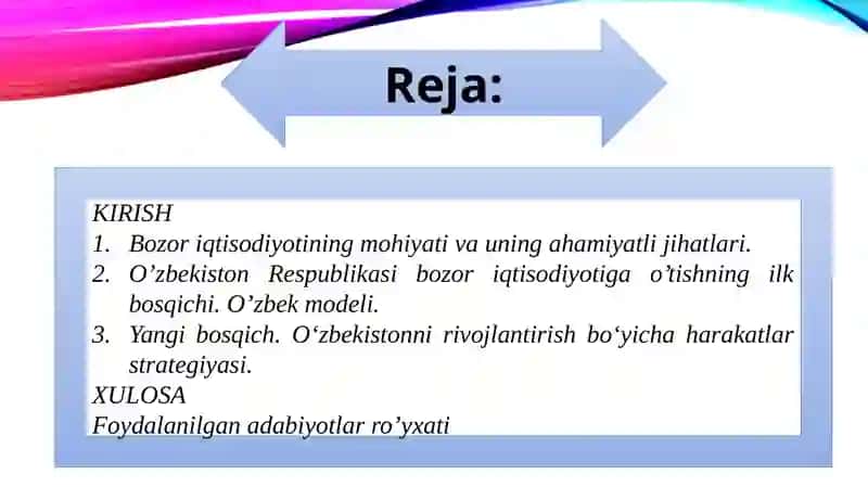O'ZBEKISTONNING BOZOR IQTISODIYOTIGA O'TISH XUSUSIYATLARI 2