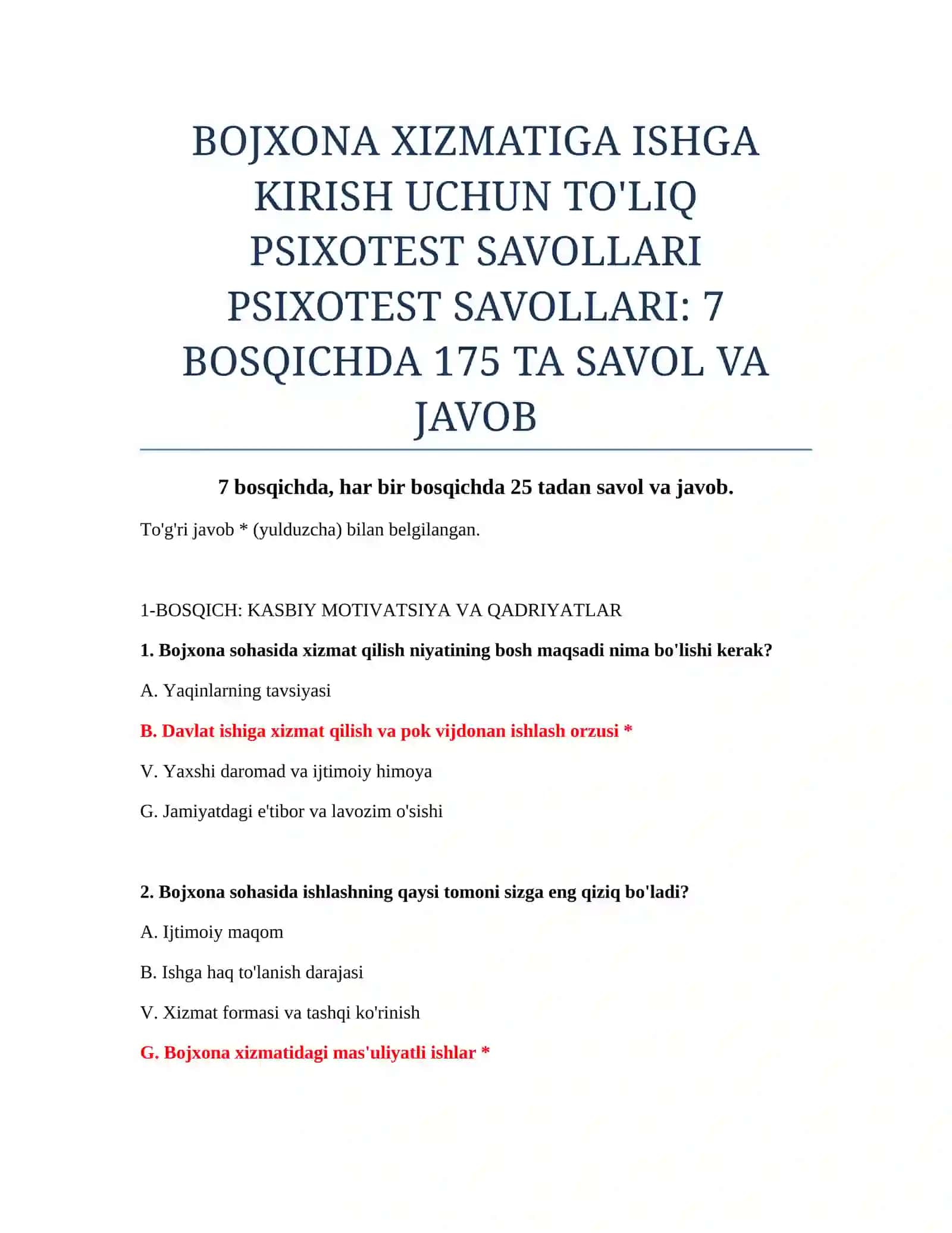 TO'LIQ PSIXOTEST SAVOLLARI 2