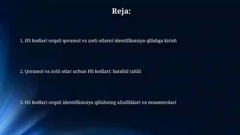 HS kodlari orqali qoramol va zotli otlarning tif tn kodi boʻyicha identifikatsiyalash 2