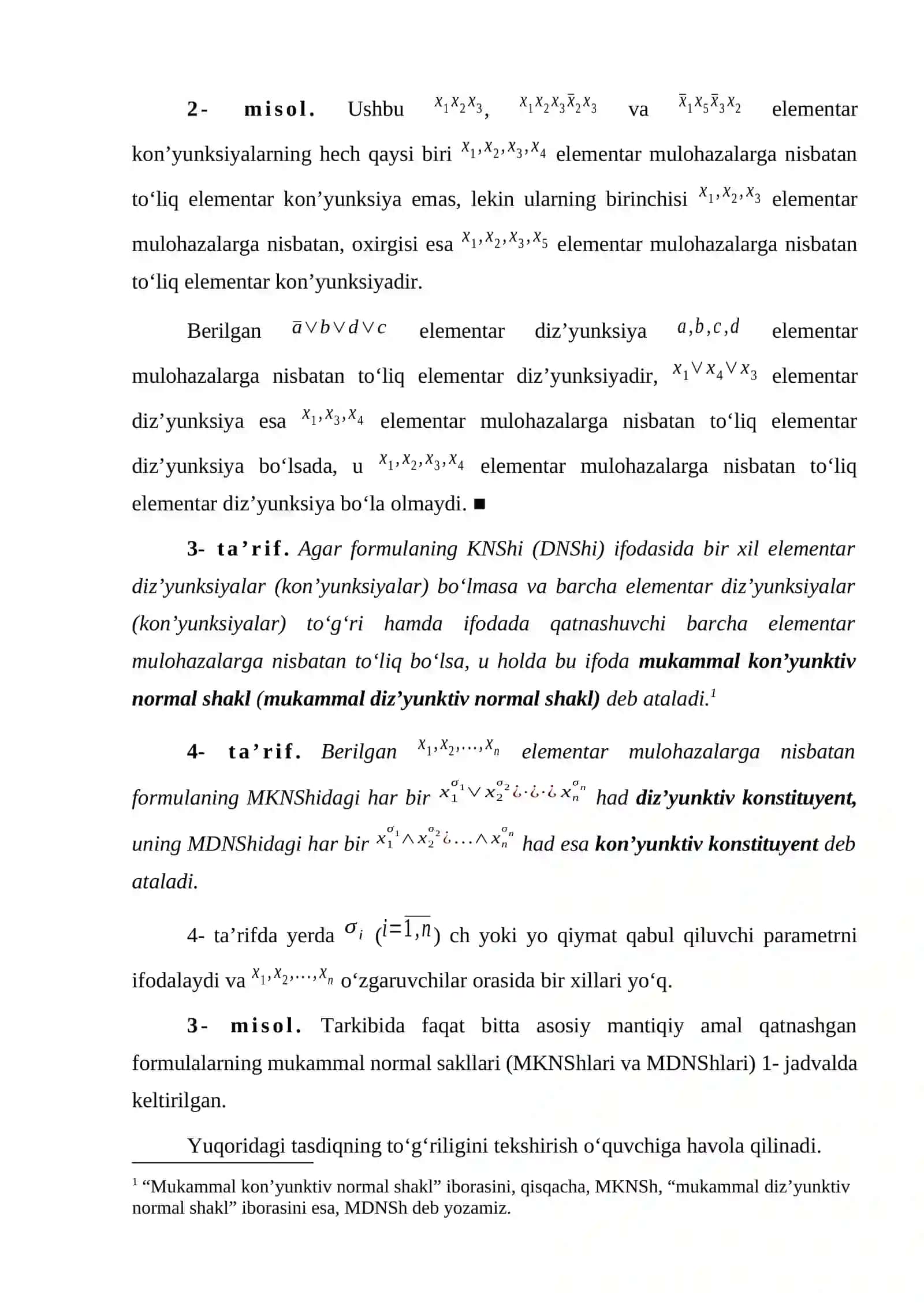 Formulalarning mukammal normal shakllari 2