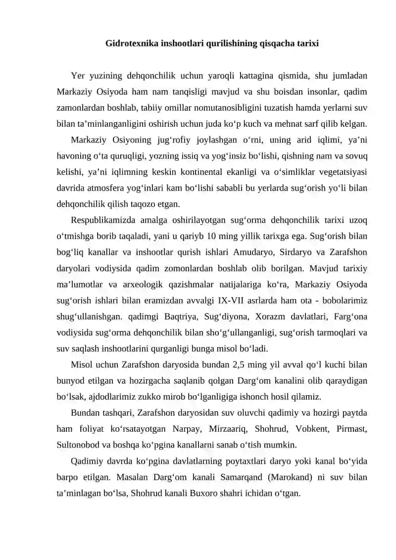 Gidrotexnika inshootlari va ularning ishlash sharoitlari 2
