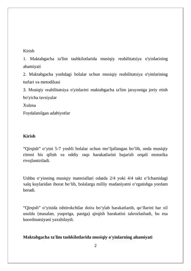 "Maktabgacha ta'lim tashkilotlarida musiqaviy redaktiv o'yinlar" 2
