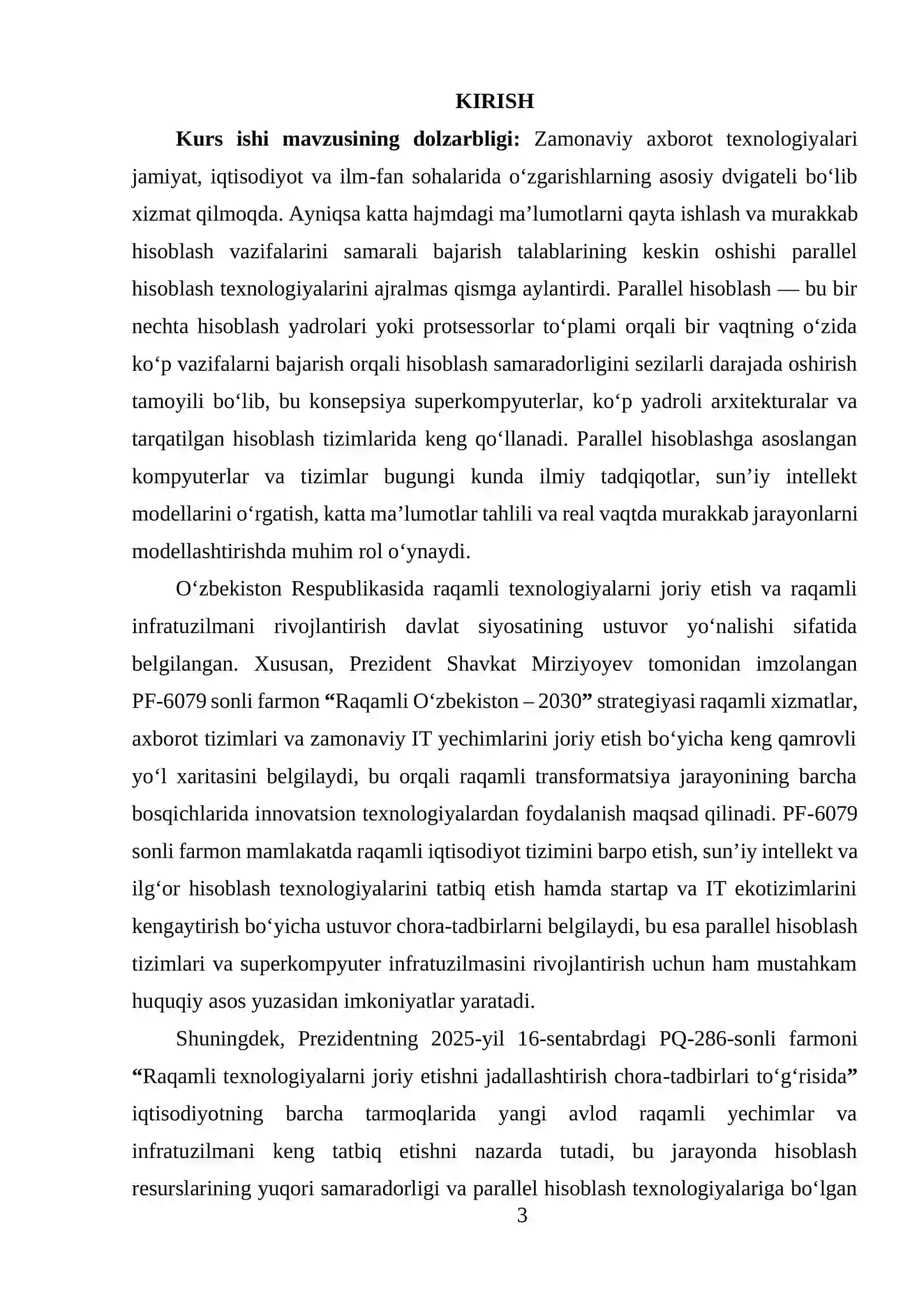 PARALLEL HISOBLASHLARGA ASOSLANGAN KOMPYUTERLAR VA KOMPYUTER TIZIMLARI 2