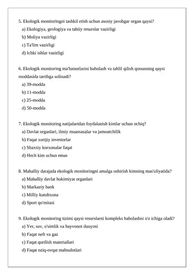 Ekologik monitoring tushunchasi 2