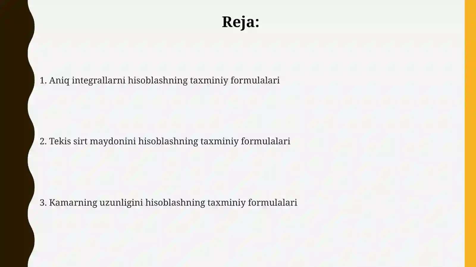 Aniq integrallarni hisoblashning yaqinlashgan formulalari 2