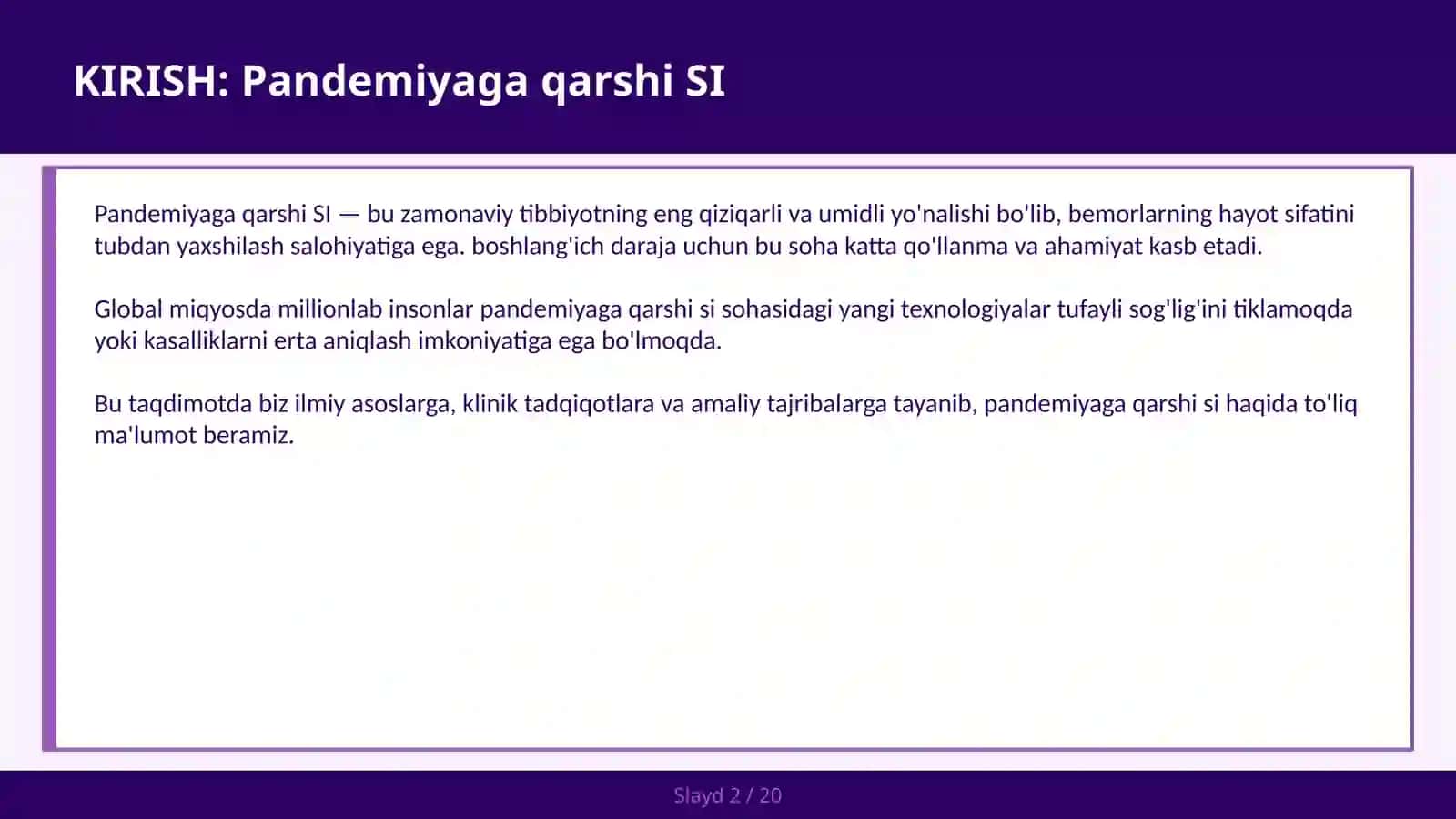 Pandemiyaga qarshi SI 2