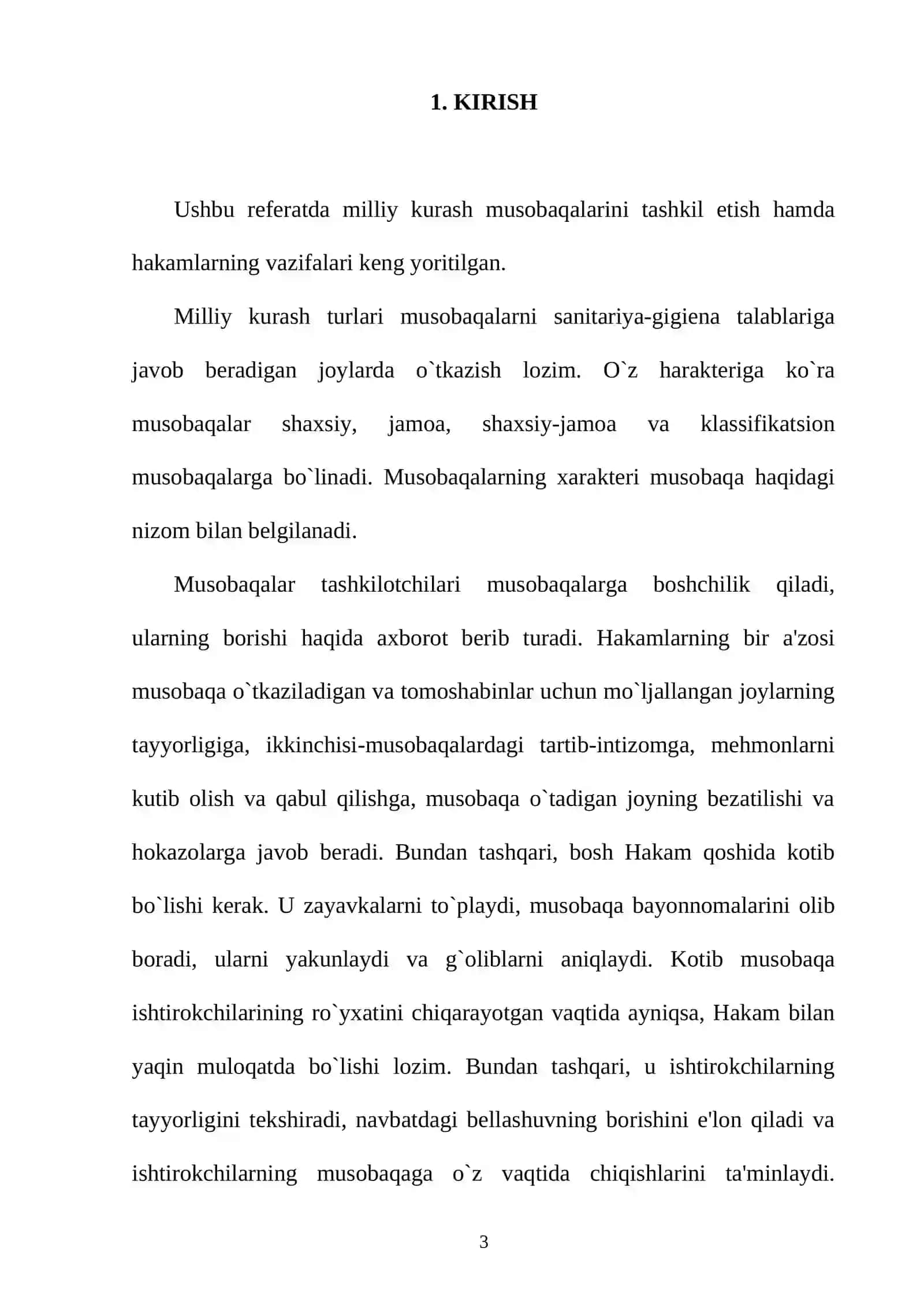 Kurash mashg`ulotlarini tashkil etish va o`tkazish 2