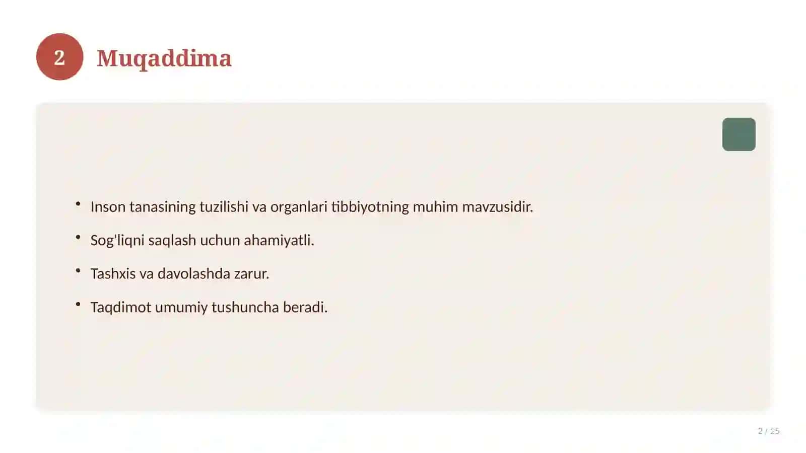 Inson tanasining tuzilishi va organlari 2