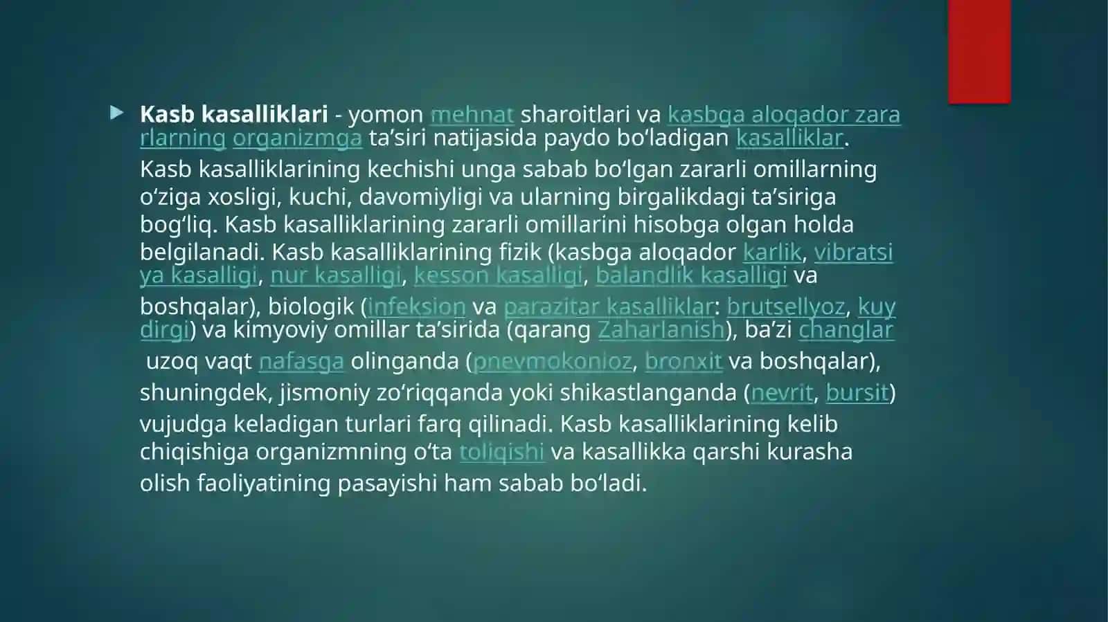 Kasbiy kasalliklarni va ishlab chiqarishdagi jarohatlari tekshirish 2