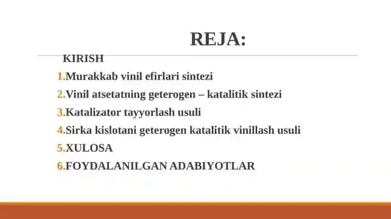 Murakkab vinil efiri sintezi 2