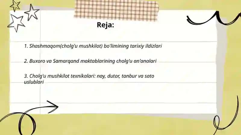 Shashmaqom(cholg'u mushkilot) bo'limi an'analari 2