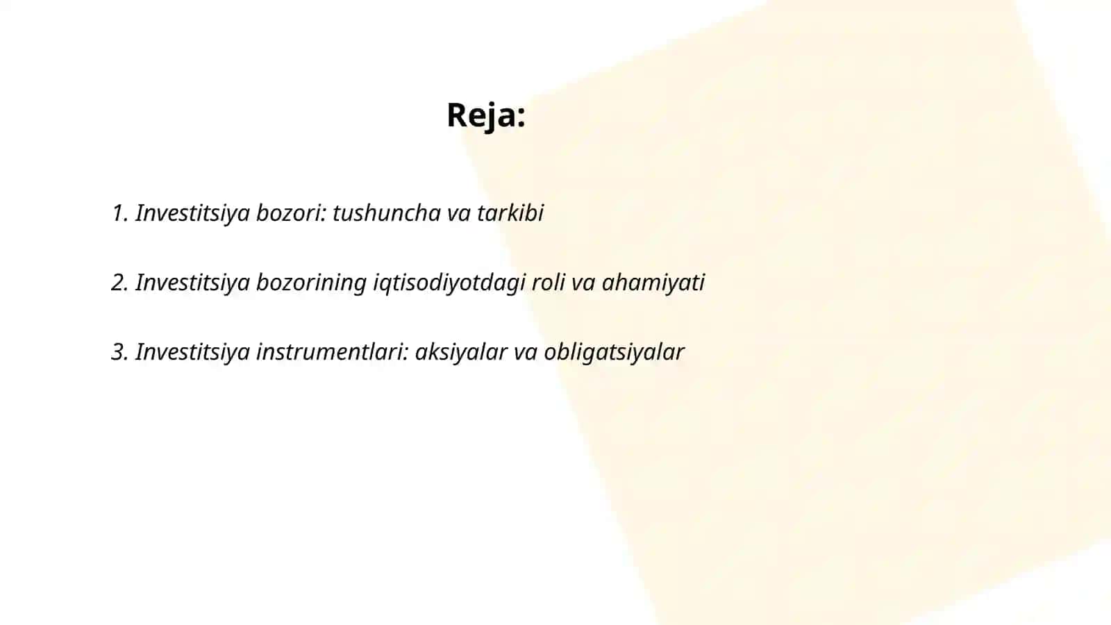 Investitsiya bozori va uning iqtisodiyotdagi ahamiyati 2