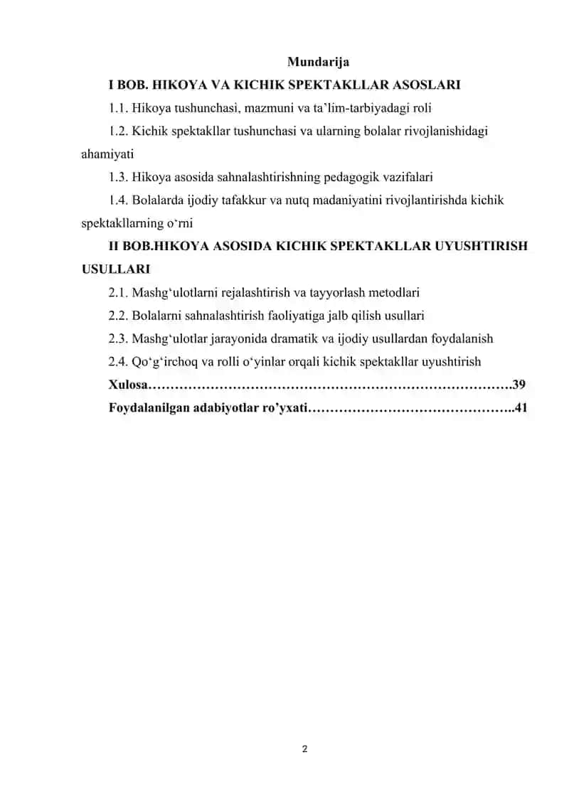 Hikoya asosida kichik spektakllar uyushtirish usullari 2