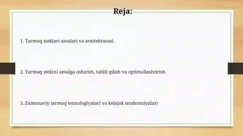 Tarmoq steklari: Kontseptsiyalar va protokollar 2