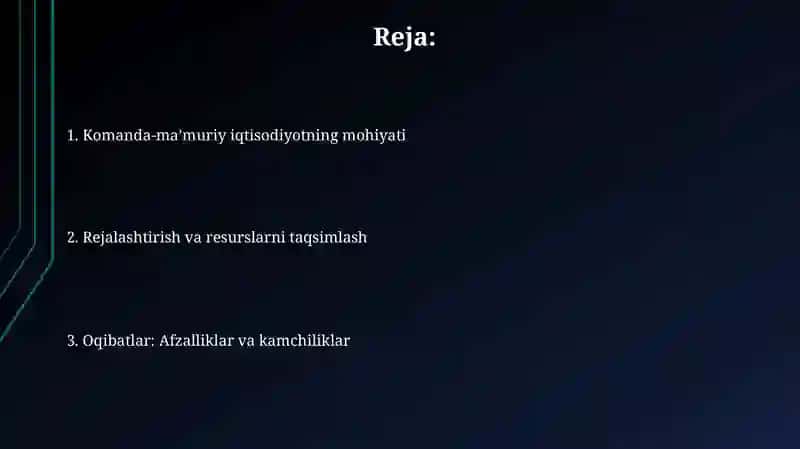 Komanda-ma'muriy iqtisodiyotning mohiyati 2