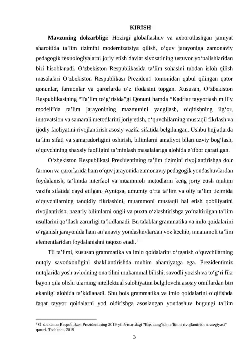 Grammatika va imlo qoidalari oʻrganish jarayonida muammoli taʼlim elementlaridan  foydalanish 2