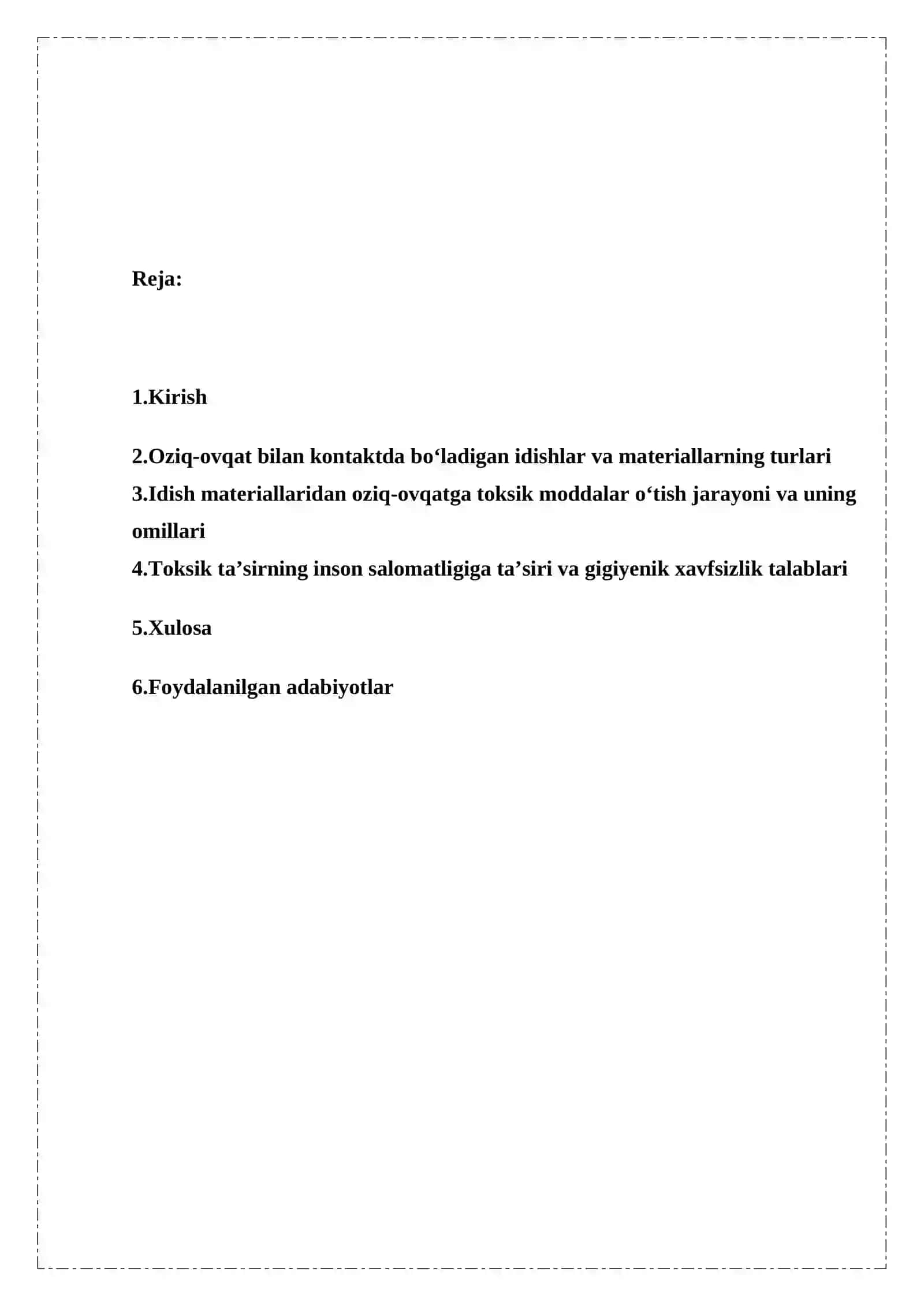 Oziq- ovqat mahsulotlari bilan kontaktda bo’ladigan idishlarning toksik ta’sirini o’rganish 2