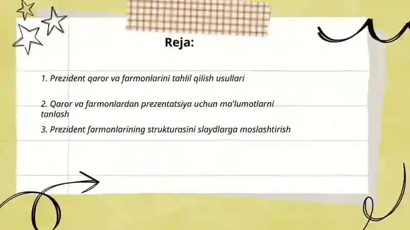 Prezident qaror farmon farmoyishlari asosida taqdimot tayyorlash 2