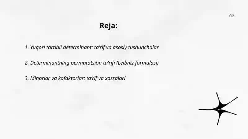 Yuqori tartibli determinant 2