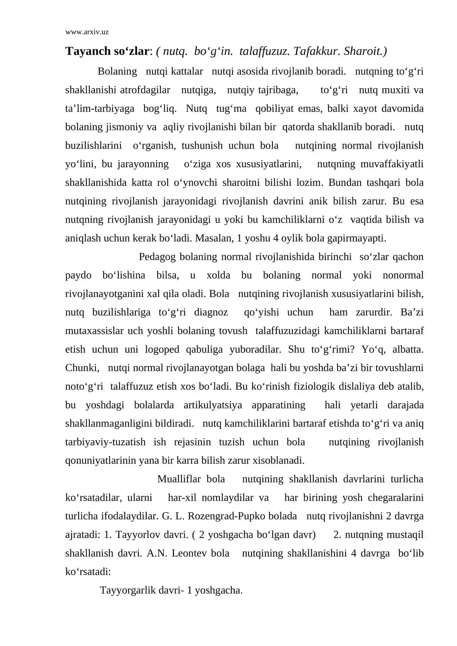 Bolalar nutqining rivojlanish davrlari 2