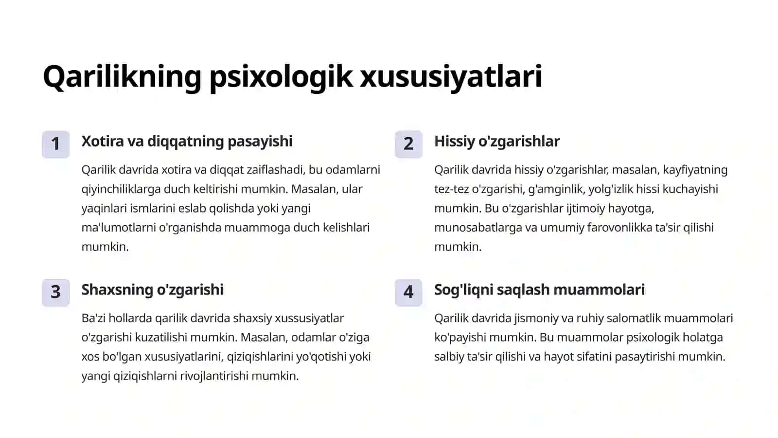 Gerontopsixologiya Qarilik davri psixologiyasi 2