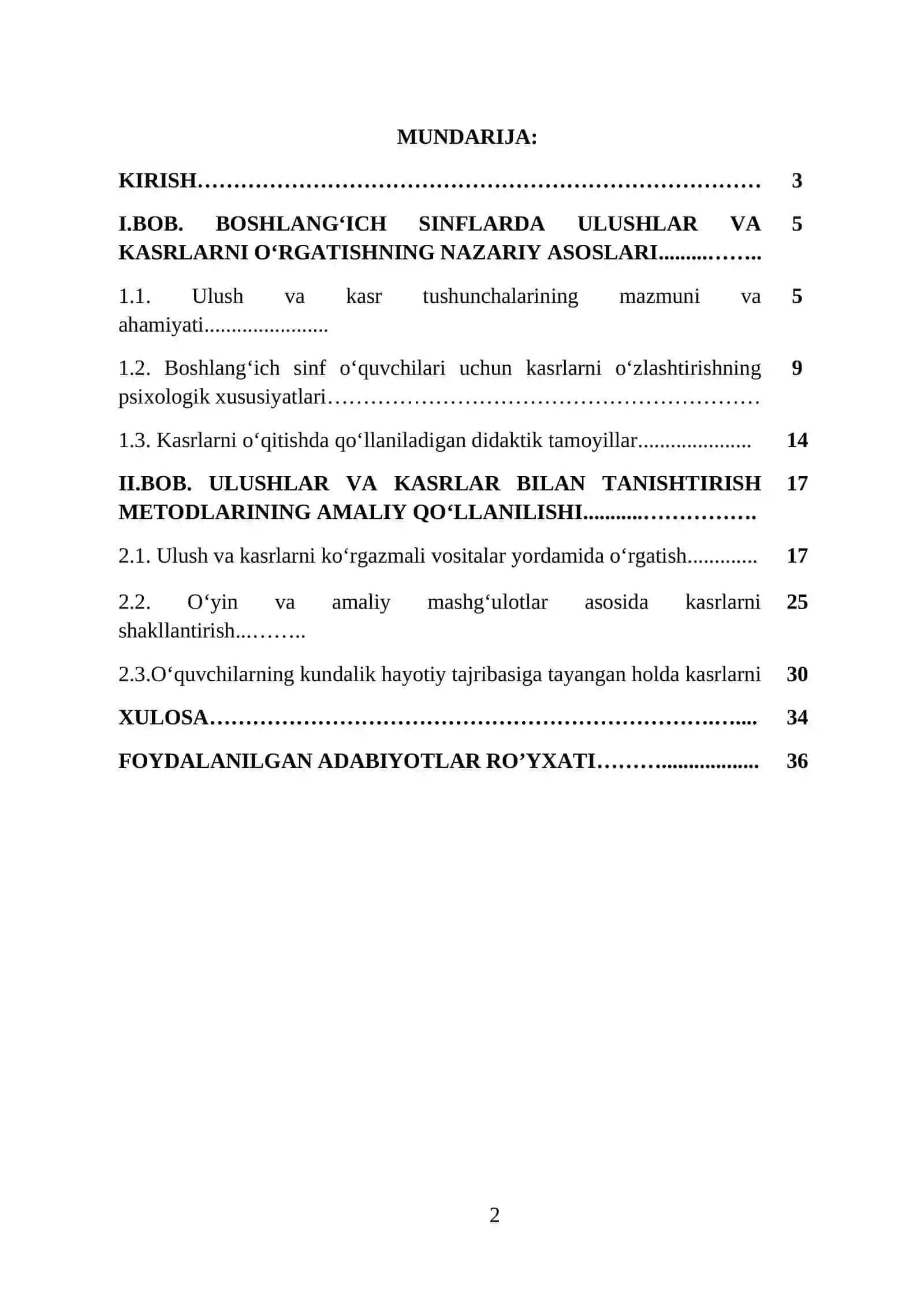 Boshlang‘ich sinflarda ulushlar va kasrlar bilan tanishtirish metodlari 2