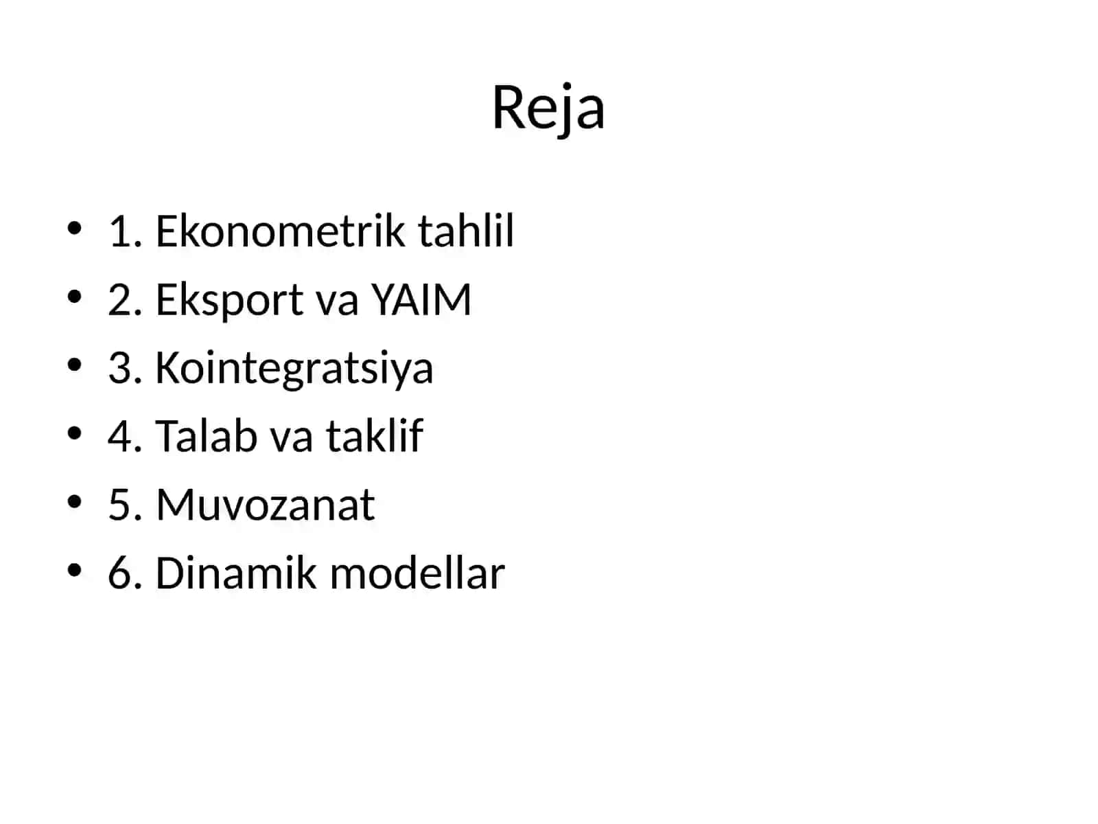 Tashqi iqtisodiy faoliyatni ekonometrik tahlil 2