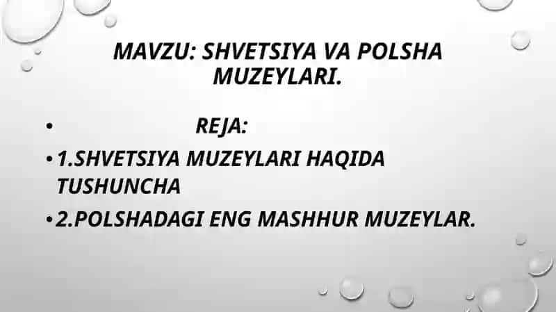 Mirzayeva Farangizning muzey shunoslik fanidantayyorlagan mustaqilish slayd taqdimoti 2