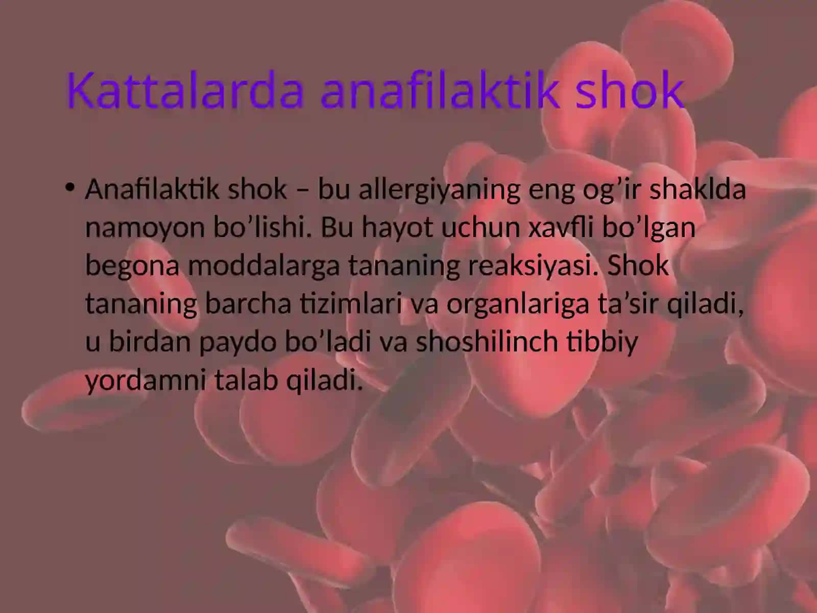 Shok turlari va sabablari shok holatidagi bemorlarda hamshiralik jarayoni 2
