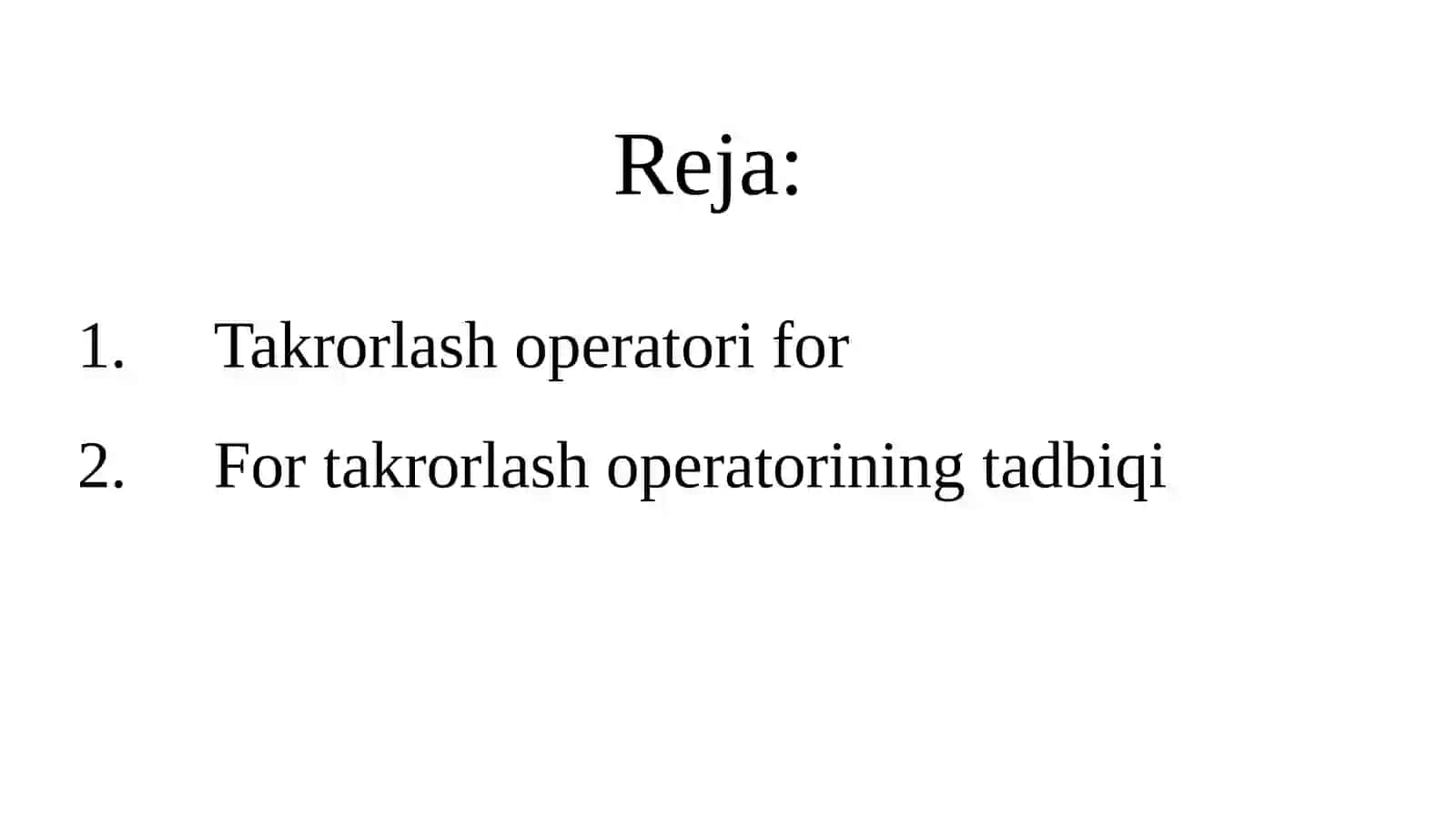 Pythonda for takrorlash operatori 2
