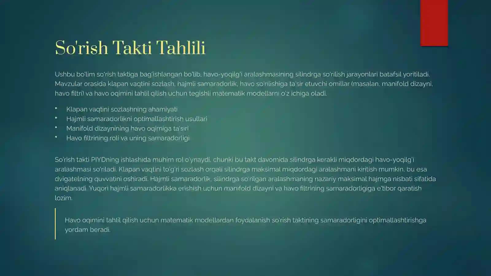 Porshenli Ichki Yonuv Dvigatellarining (PIYD) Ishchi Jarayonlarining Tahlili 2