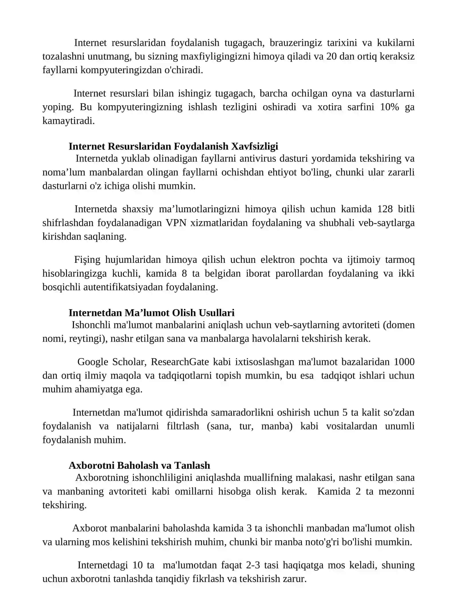 Internet manbalari bilan ishlash 2