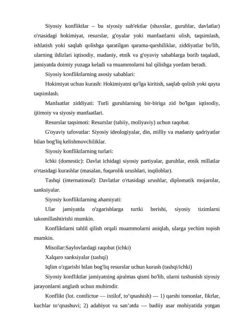 SIYOSIY KONFLIKTLAR. 2