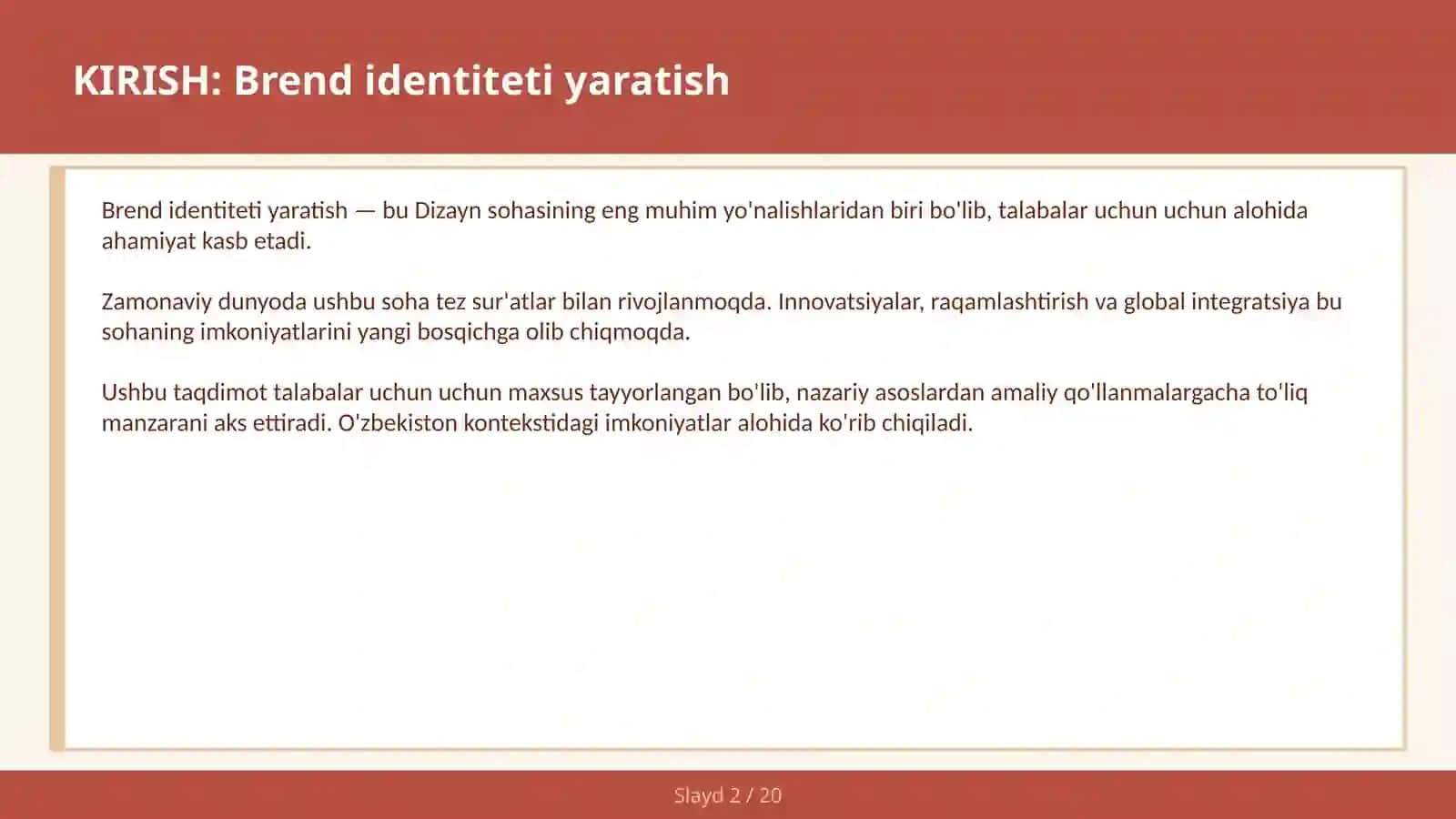 Brend identiteti yaratish 2