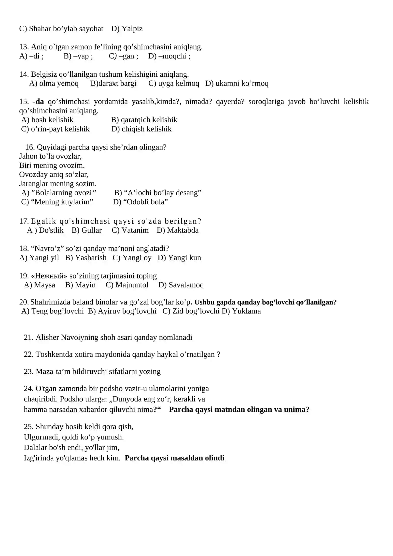 5-Sinf O’zbek tili IV chorak 2