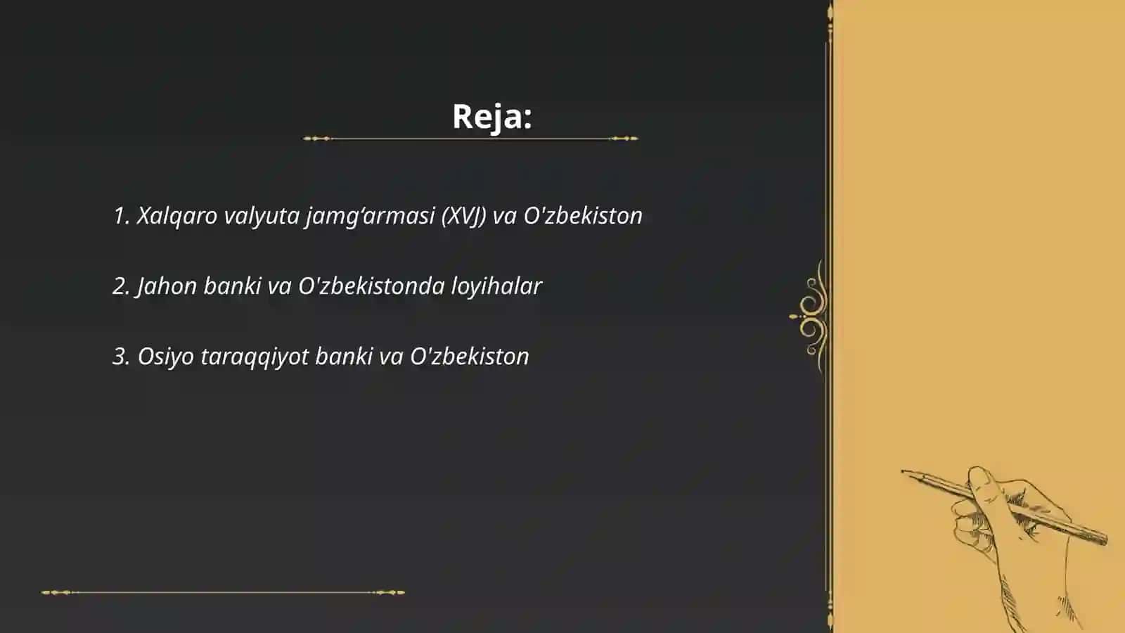 Xalqaro valyuta jamg‘armasi (XVJ) va O'zbekiston 2