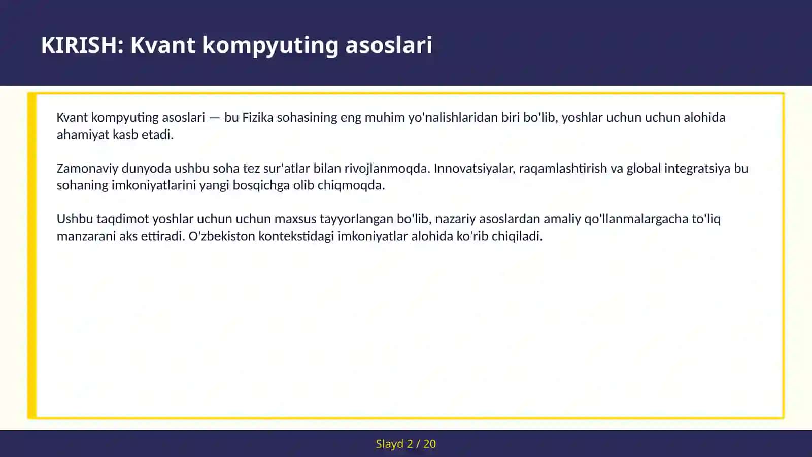KVANT KOMPYUTING ASOSLARI 2