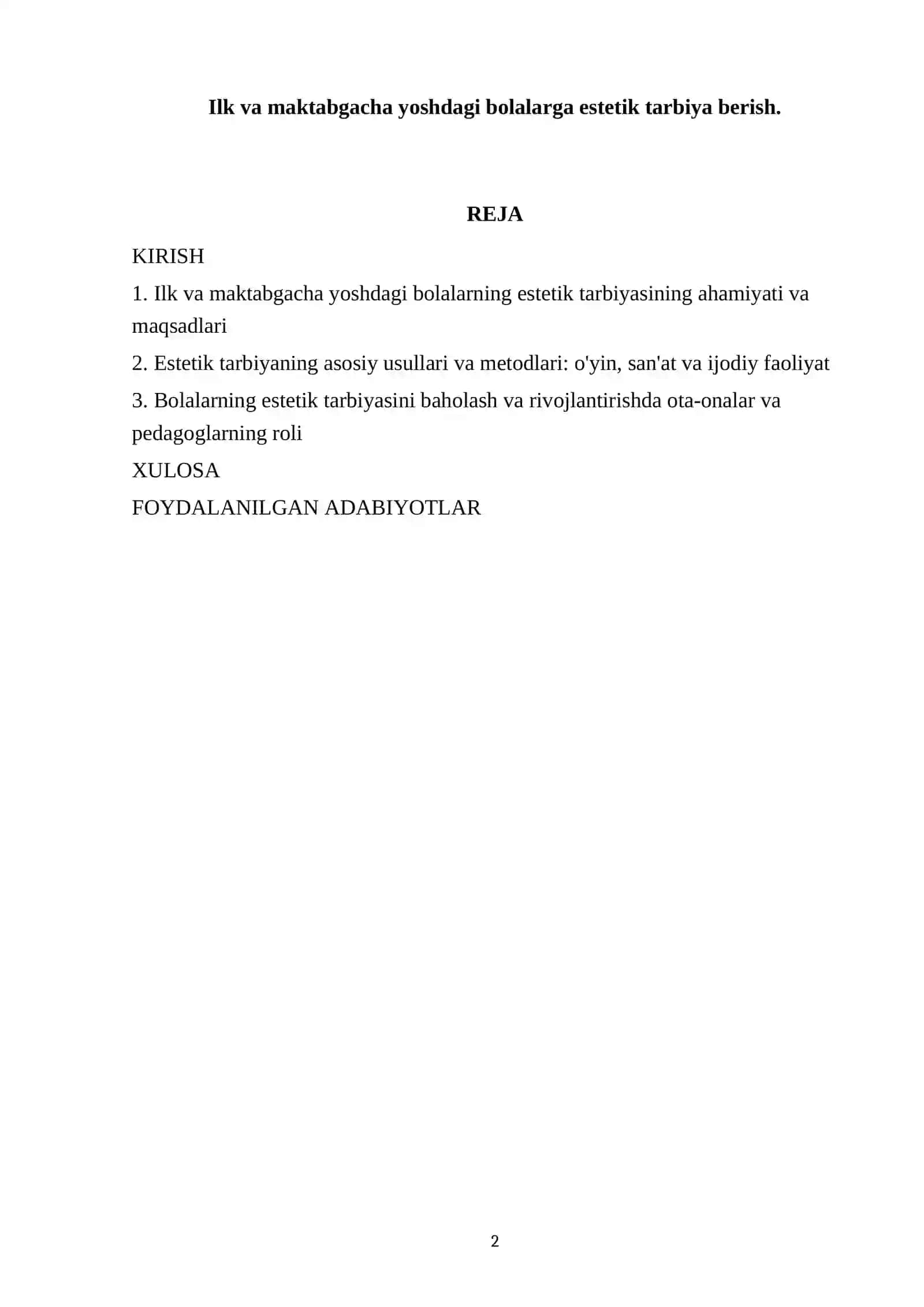 Estetik tarbiya berish 2