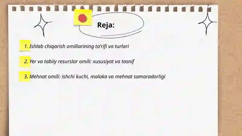 Ishlab chiqarish omillari va uning tarkibi 2