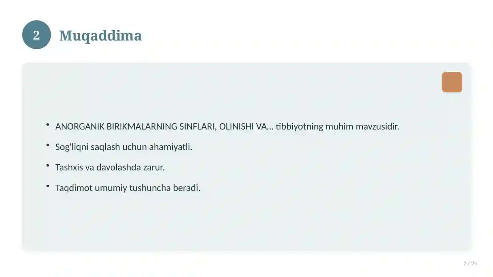 ANORGANIK BIRIKMALARNING SINFLARI, OLINISHI VA XOSSALARI 2