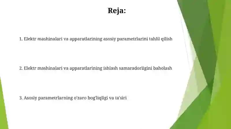 Elektr mashinalarining asosiy parametrlarini tahlil qilish 2