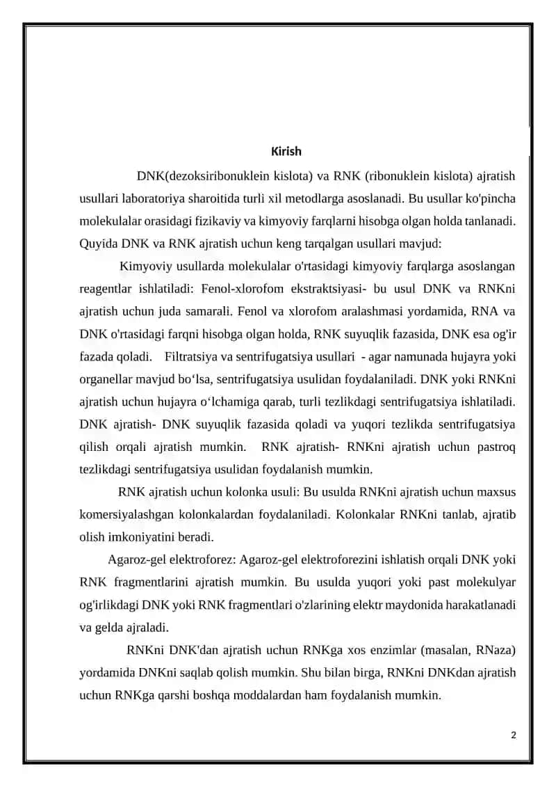 DNK va RNKni ajratish usullari 2
