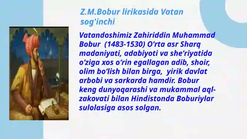 Begancha Mehrangizning O'zbek adabiyoti fanidan taqdimoti Z.M.Boburlikasida Vatansog'inchi 2